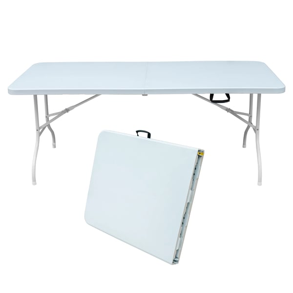 Campingbord - Foldbart Bord - 180x73,6x73,6 cm - Bærbar - Til 6 personer - Rektangulært - Inde/ude - Elfenbensfarvet