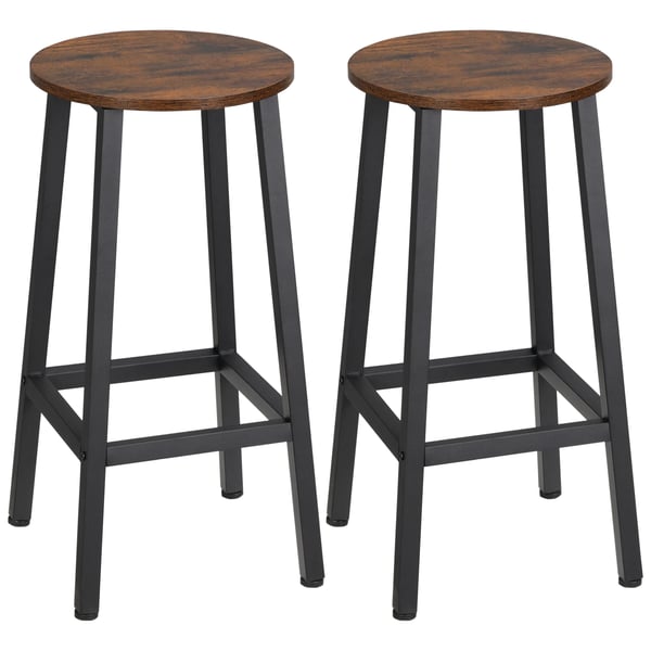Set med 2 barstolar - Köks-/barstol - Höjd 65 cm - Stålben - Trälaminat - Mått 32,5×32,5×65 cm - Chokladbrun