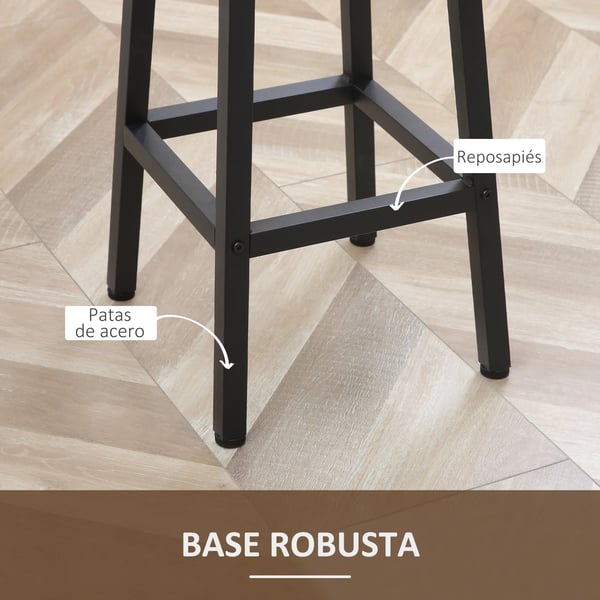 Set med 2 barstolar - Köks-/barstol - Höjd 65 cm - Stålben - Trälaminat - Mått 32,5×32,5×65 cm - Chokladbrun