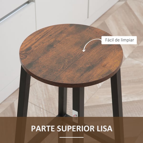 Set med 2 barstolar - Köks-/barstol - Höjd 65 cm - Stålben - Trälaminat - Mått 32,5×32,5×65 cm - Chokladbrun