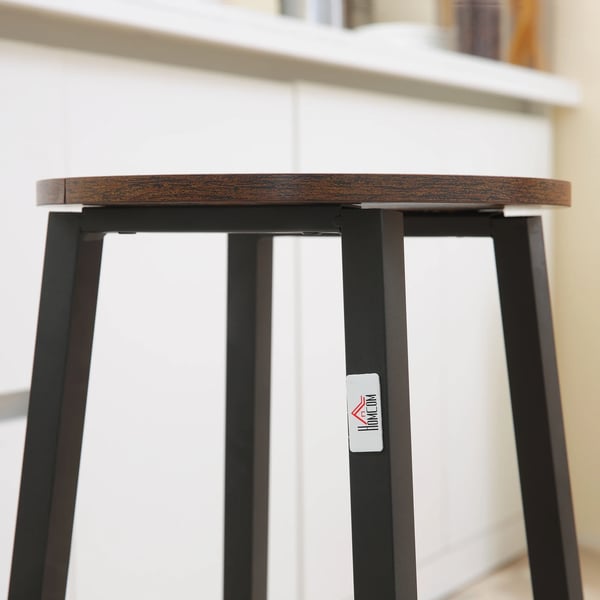 Set med 2 barstolar - Köks-/barstol - Höjd 65 cm - Stålben - Trälaminat - Mått 32,5×32,5×65 cm - Chokladbrun