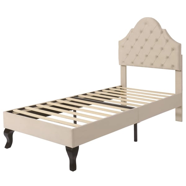 Polstret seng - Enkeltseng 90x200 cm - Med lamelbund - Justerbar sengegavl - Fløjl - Moderne stil - Hvid