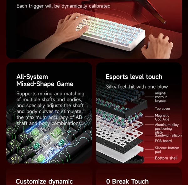 Jet 75 - Mekanisk Gamingtastatur - Bluetooth Trådløst - 88 Taster - Engelsk Layout - Sorte Switches - RGB-belysning - Brun