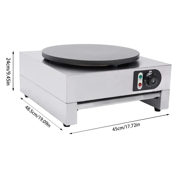 Sähköinen lettukone - Crêpelevy - Teho 3 kW - 220V 50Hz - Säädettävä Lämpötila 50–300°C - Tarttumaton - Kotiin ja ravintolaan