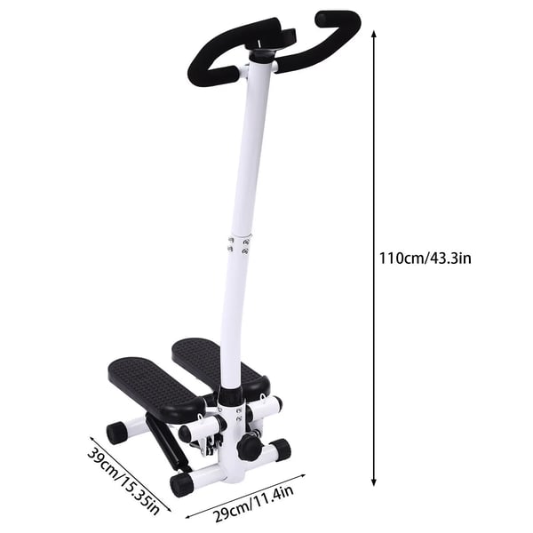 Mini Stepper - Trappetræner - Justerbar - LCD-display - Modstandsbånd - Maxbelastning 150 kg - Legeret stål - Sort