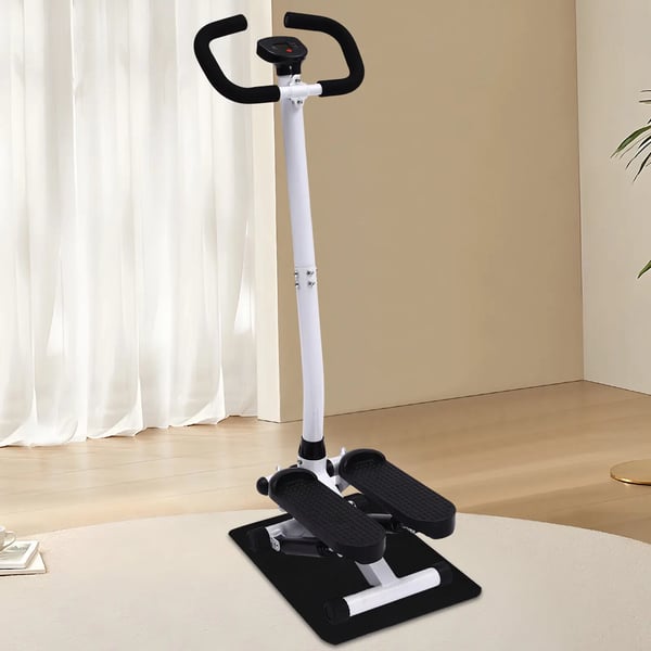 Mini Stepper - Trappetræner - Justerbar - LCD-display - Modstandsbånd - Maxbelastning 150 kg - Legeret stål - Sort