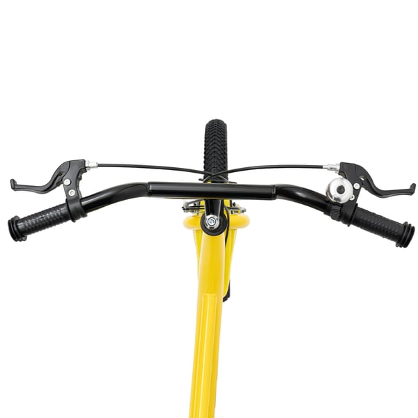 Børnecykel - 40 cm hjul med støttehjul - Højdejusterbar 100–135 cm - For 5–8 år - Stålstel - V-bremse foran, navbremse bag - Maks 50 kg - Gul