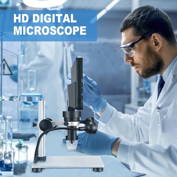 Digitalt mikroskop - 17,8 cm skærm - 500–1500x forstørrelse - Smart enhed - CE-godkendt - Hvid