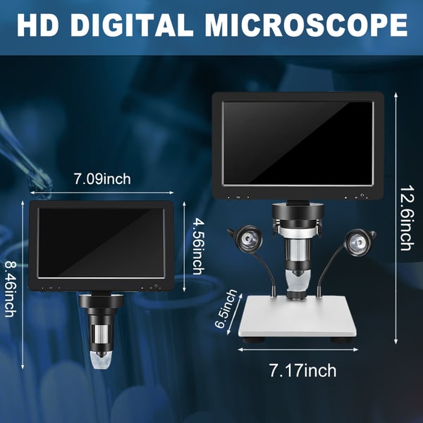 Digitalt mikroskop - 17,8 cm skærm - 500–1500x forstørrelse - Smart enhed - CE-godkendt - Hvid
