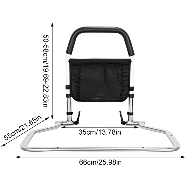 Sengegelænder til ældre - Sengestøtte/Sengehåndtag - Højdejusterbar - Faldsikring - Aluminium - Til voksne