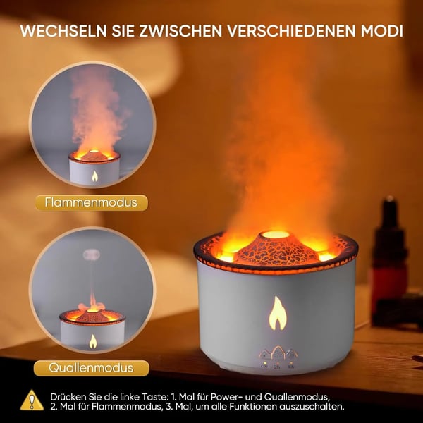 Aromaterapia Ilmankostutin - Eteerinen Öljydiffuusori - 360 ml Tilavuus - Liekki- ja Meduusa-tila LED - 220 V EU - 3 W - <36 dB - Pöytä/Siirrettävä