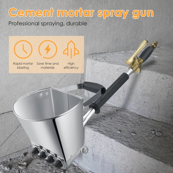 Mørtelsprøjte - Pneumatisk cement hopperpistol - 68 cm - Til puds på væg & loft - Sand/cement sprøjtning - Sølv