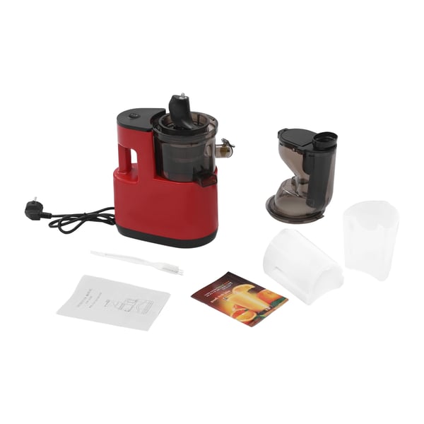 Elektrisk juicer - Slowjuicer - 500 W, 60–80 omdr./min, 304 rustfrit stål, 400 ml, 2 kopper, EU-stik - Rød