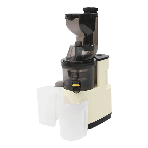 Slowjuicer - Elektrisk juicepress - Motor 500 W - Kapacitet 400 ml - Två Koppar - Rostfritt Stål 304 - EU-kontakt - Spänning 220 V 50 Hz - Vit