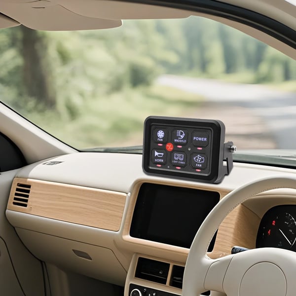Afbryderpanel Sæt - 6-knaps Afbryderpanel - 720 W - Universal Pasform - Til Bil Lastbil Båd UTV SUV - Blå
