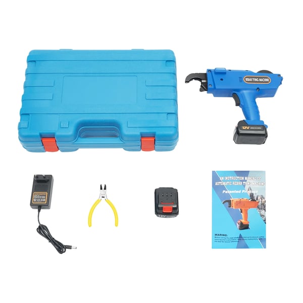 Armeringsbinder - Håndholdt Automatisk - Bindeområde 8–34 mm - Tråd 0,8 mm - EU-stik 110/220 V - Værktøjskasse 41×28,5×10 cm - Blå