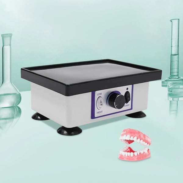 Tandlaboratorievibrator - Firkantet rystebord - Variabel hastighed - 150 W - 220 V - Til gips - Hvid