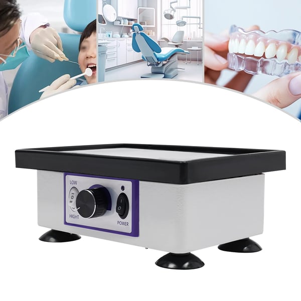 Tandlaboratorievibrator - Firkantet rystebord - Variabel hastighed - 150 W - 220 V - Til gips - Hvid