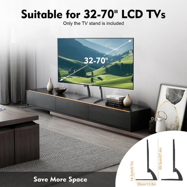 Universal TV-stander - Bordstativ/TV-fødder - 2 stk, 81–178 cm, maks 35 kg, VESA-højde op til 500 mm, 3 mm koldvalset stål - Sort