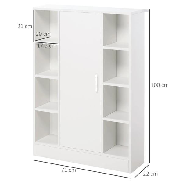 Badrumsskåp - Fristående - 8 öppna fack - 1 dörr - 71 x 22 x 100 cm - Montering krävs