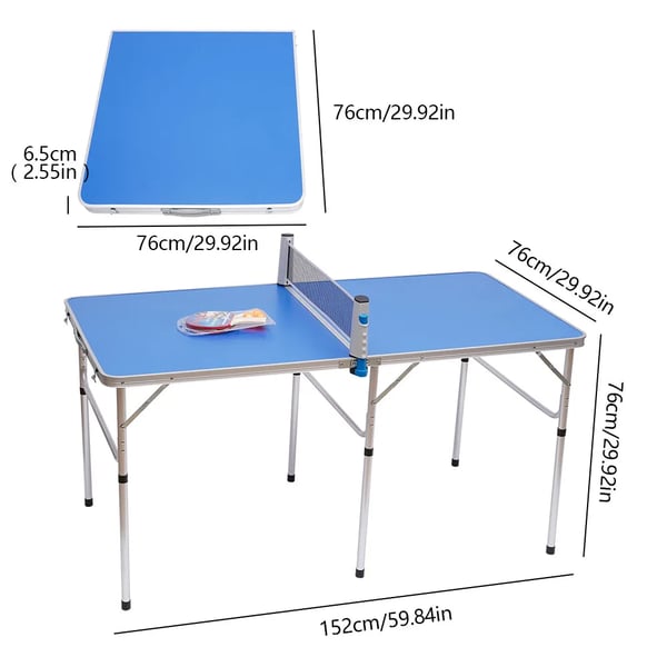 Kokoontaittuva pöytätennispöytä - Pingispöytä - Alumiinirunko - 152x76x76 cm - Taittokoko 76x76x7 cm - Verkko mukana - MDF-kansi - noin 9,2 kg