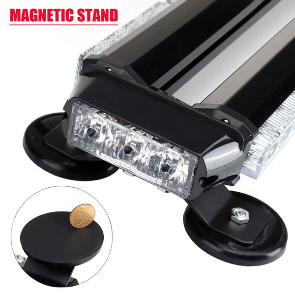LED Advarselslys - Lysrampe - 71 cm Længde - 12V - 3000K - Tagmontering - Strobe/Blink - Nødlys til bil lastbil trailer