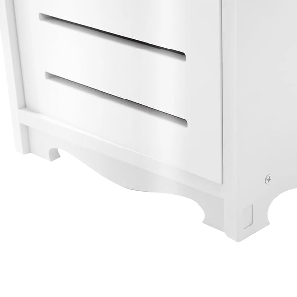 Badeværelsesskab - Smalt skab med 3 hylder - Indbygget toiletrulleholder - Fritstående - PVC - 3 kg pr. hylde - Hvid