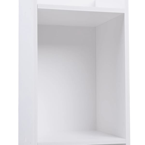 Badeværelsesskab - Smalt skab med 3 hylder - Indbygget toiletrulleholder - Fritstående - PVC - 3 kg pr. hylde - Hvid