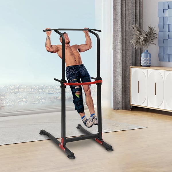 Power Tower Dip Station - MK-4001H - Fritstående Pull-Up Bar - Højdejusterbar - Max 150 kg - Hjemmetræning - Sort