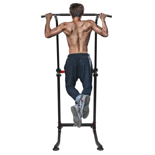 Power Tower Dip Station - MK-4001H - Fritstående Pull-Up Bar - Højdejusterbar - Max 150 kg - Hjemmetræning - Sort