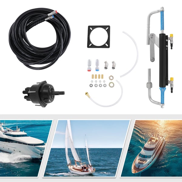 Hydraulisk styringskit - Styringssystem til påhængsmotor - 68 cm³ styrepumpe - Op til 90 hk - Med kontrolpumpe - Til både - Sort