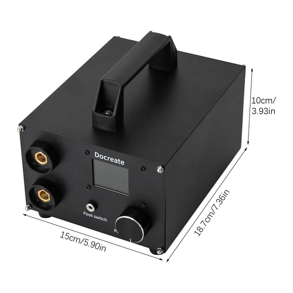 Akkupistehitsauslaite - Pistehitsauskone - 1400A - 4,6 cm LCD - EU-pistoke - 50 cm hitsauskynä - Alumiiniseos - 18650-kennoille - Musta