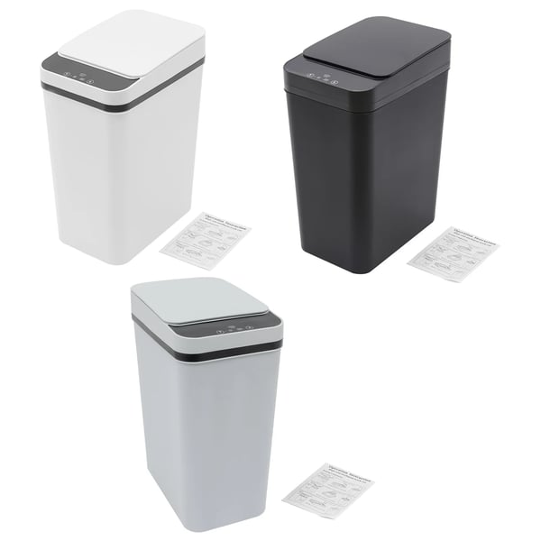 Berøringsfri skraldespand - Automatisk sensor - Kapacitet 8 L - Rektangulær - Infrarød/Vibrationssensor - ABS/PP - Mål 15,8×23,5×32 cm - Sort