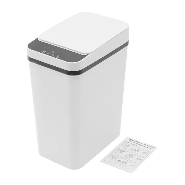 Beröringsfri sophink - Automatisk sensorsophink - 8 l - Infraröd & vibrationssensor - Rektangulär - ABS+PP - 15,8×23,5×32 cm - Vit