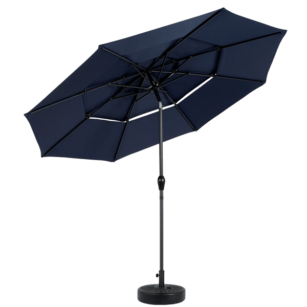 Udendørs parasol - Hængeparasol - Dobbelt - Rektangulær 4,5 m - Håndsving - Blå