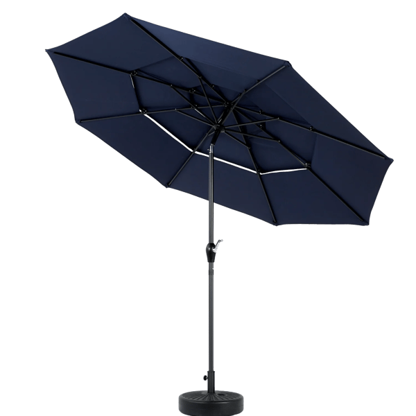 Udendørs parasol - Hængeparasol - Dobbelt - Rektangulær 4,5 m - Håndsving - Blå