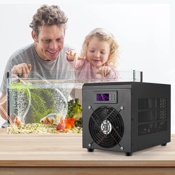 Akvaarion vedenjäähdytin & lämmitin - Lämpötilansäätö - 60 L - 10–40°C - EU-pistoke - 220–240 V - Musta