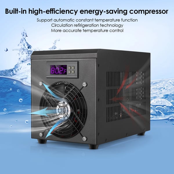 Akvaarion vedenjäähdytin & lämmitin - Lämpötilansäätö - 60 L - 10–40°C - EU-pistoke - 220–240 V - Musta