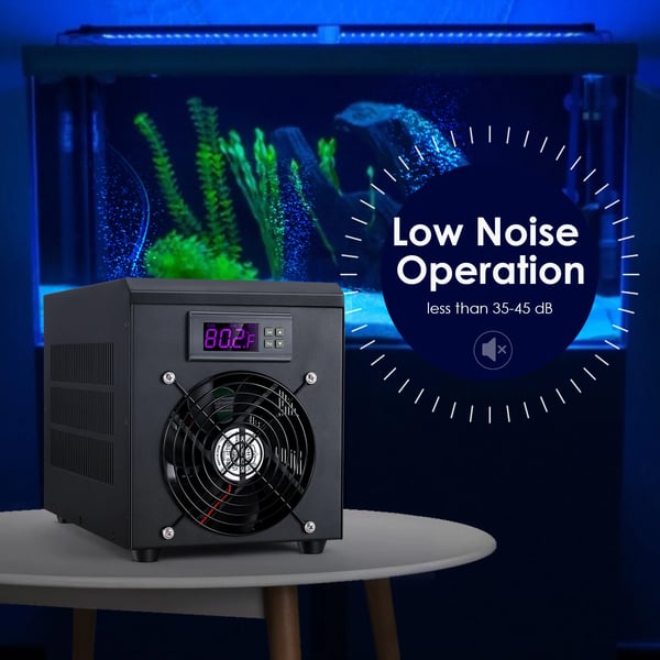Akvaarion vedenjäähdytin & lämmitin - Lämpötilansäätö - 60 L - 10–40°C - EU-pistoke - 220–240 V - Musta