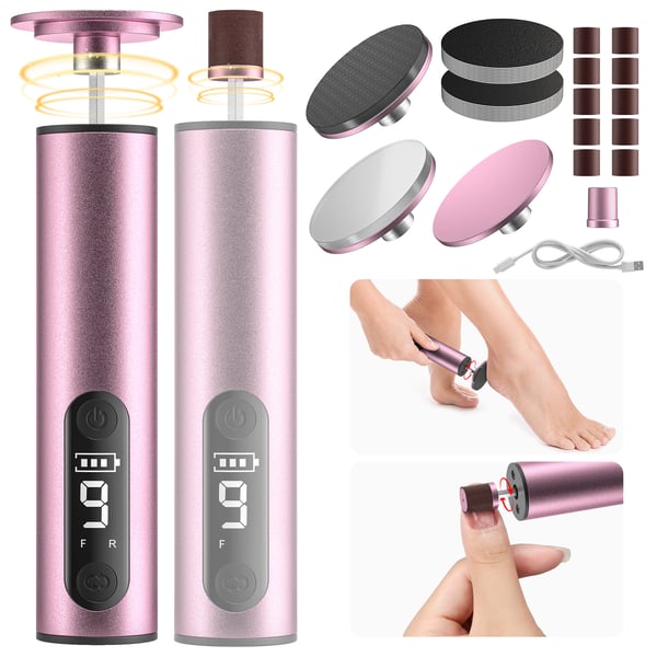 Elektrisk fodfil & hård hud fjerner - Håndholdt pedicure-fil - Genopladelig - Eksfolierer hård hud - Pink