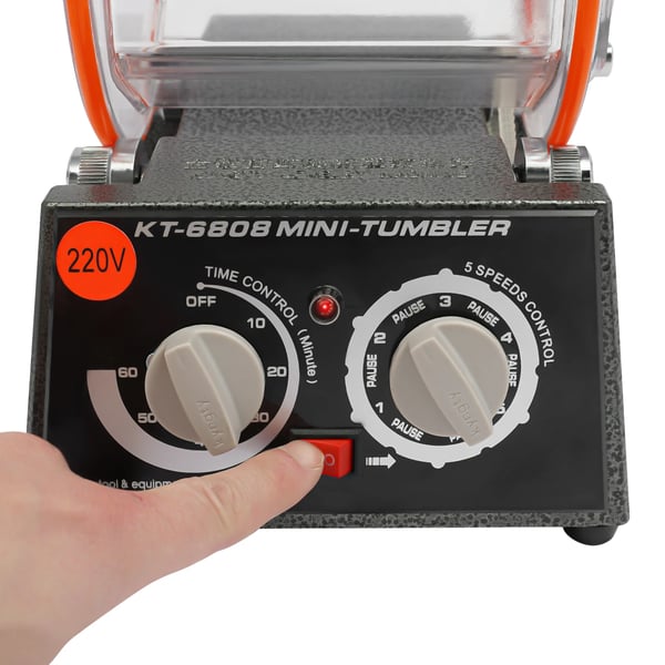Smykkepoleringsmaskine - Mini roterende tromle - 220 V - Overfladepolering - Til guld, sølv og mønter - Sort