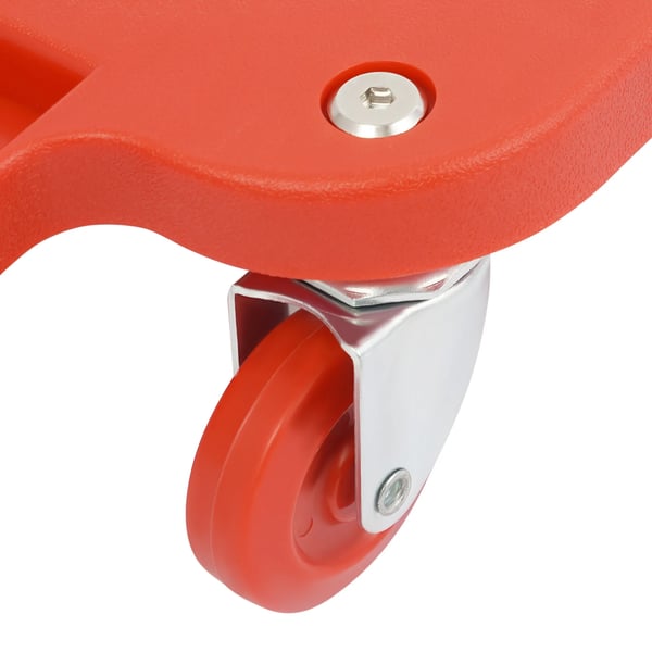 Knævogn - Rullende knæpude med 5 svingbare hjul - Max 100 kg - 51×14 cm - Plast - Rød