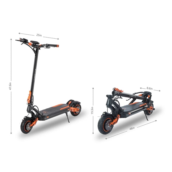 Sähköpotkulauta - LX9+ - Kaksoismoottori 2×650W - 48V 18,2Ah akku - Jopa 65 km - 23 cm ilmakumit - E-ABS + levyjarrut - Max 120 kg - Valkoinen