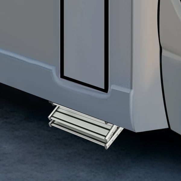 Aluminium indstigningstrappe - Sammenklappelig model - Til autocamper, campingvogn, yacht - Bæreevne 200 kg - 55×88×44 cm - Sølv