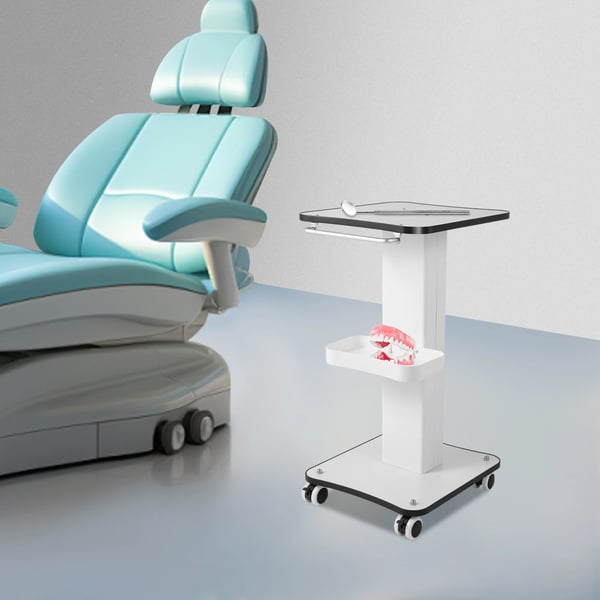 Skønhedsvogn - Salon rullevogn - 3 Niveauer - 15 kg Belastning - 4 Hjul 360° med Lås - Metal/Træ/ABS - Hvid