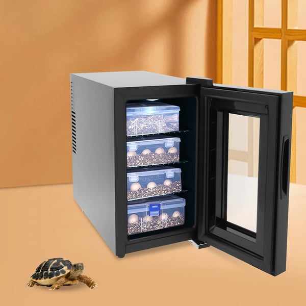 Reptileæg-inkubator - 23 l - LED-skærm - Justerbar temperatur 10–40 °C - Til små reptiler - Til laboratoriebrug - Mørkegrå