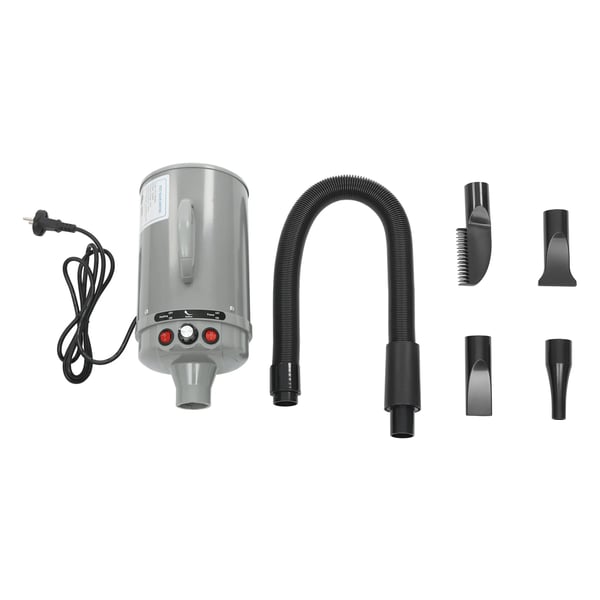 Lemmikkien turkinkuivain - 2200 W - Alhainen melutaso - Säädettävä puhallusnopeus - 2 lämpötilaa 30°C/55°C - Harmaa