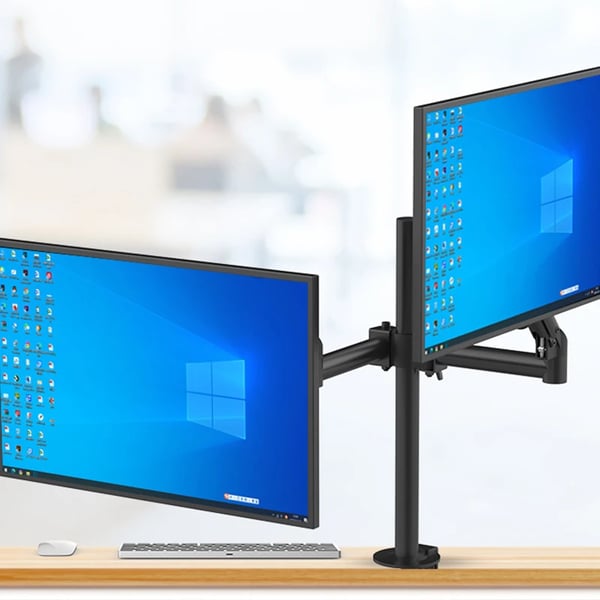 M13-2 - Dobbelt skærmarm til bord - Justerbar højde og vinkel - Til 43–81 cm skærme, 25–51 cm laptops - Sort