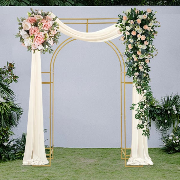 Bryllupsbue Baggrundsstativ - Firkantet Ceremonibue - Kulstofstål - Størrelse 1,8×2,4 m - Bæreevne 20 kg - Rør Ø16 mm - Guld