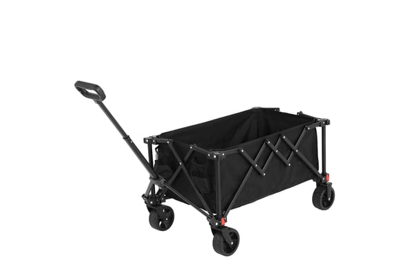 Foldbar trækvogn - Terrænvogn - 80 L Volumen - Bæreevne 60 kg - Stålramme - 600D Oxfordstof - PVC-hjul - Justerbart håndtag - Sort